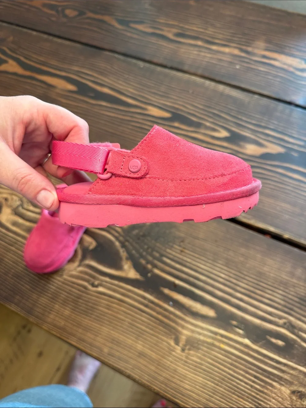 UGG Kids Hot Pink Suede Slip-On Strap Shoes